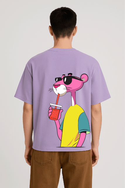 cotton t-shirt with Pink Panther cartoon graphic back print