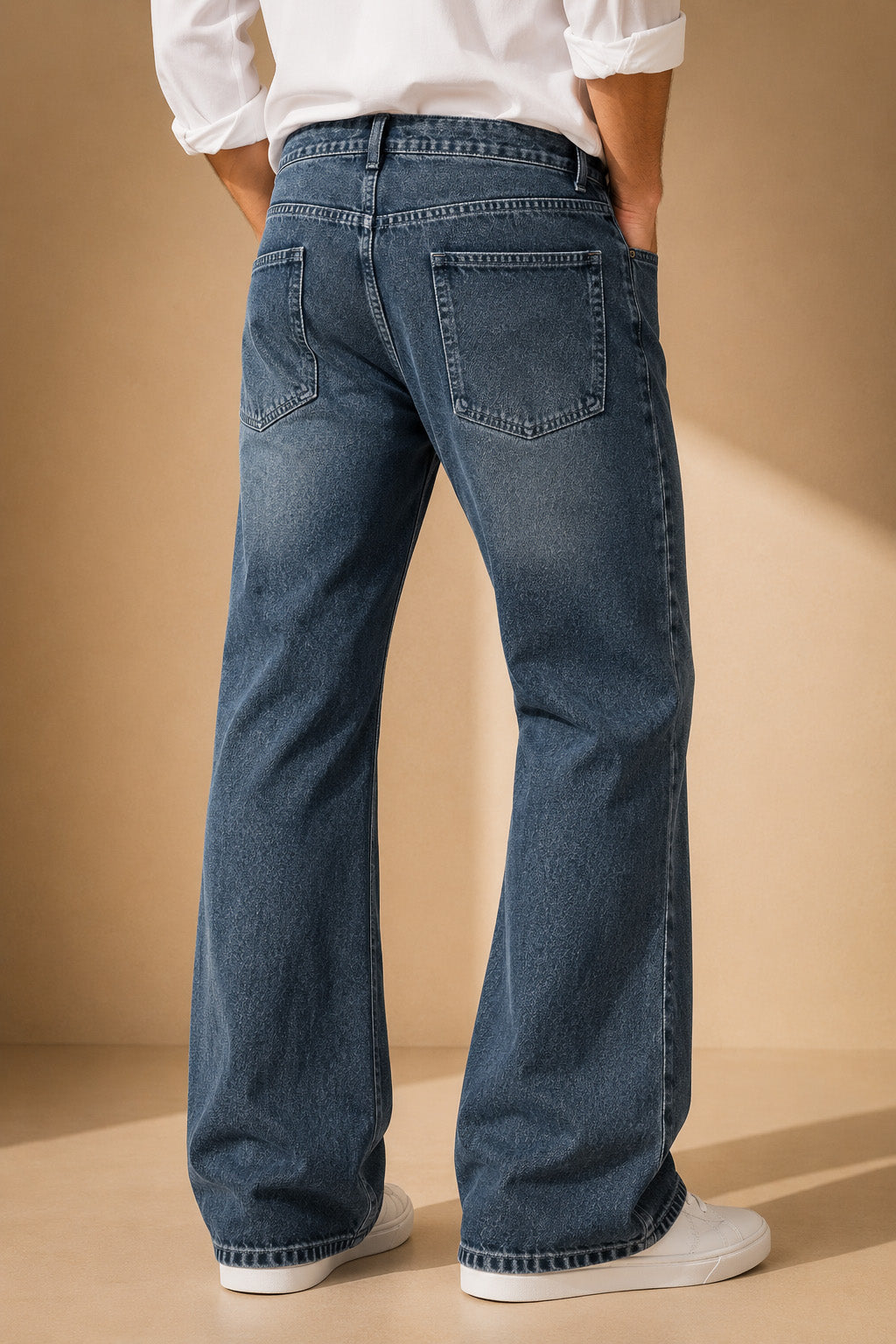 Premium Blue Bootcut Denim Jeans for Men | Wide Leg Casual Jeans