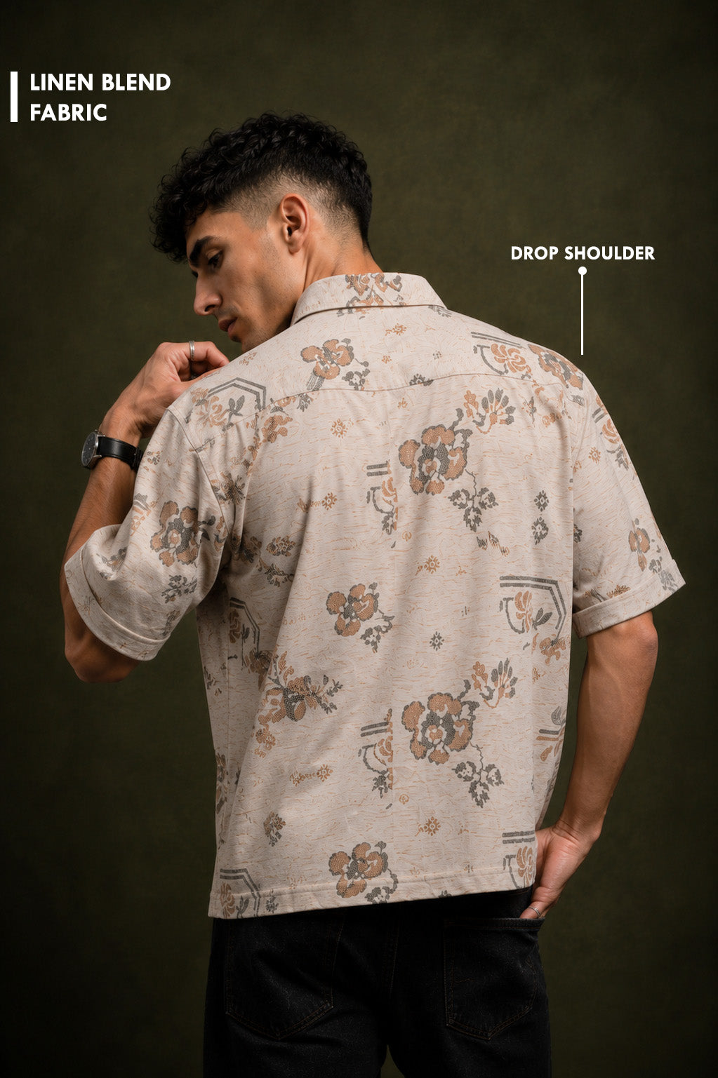 Premium Floral Printed Cotton Linen Half Sleeve Shirt for Men | Casual Summer Shirt
