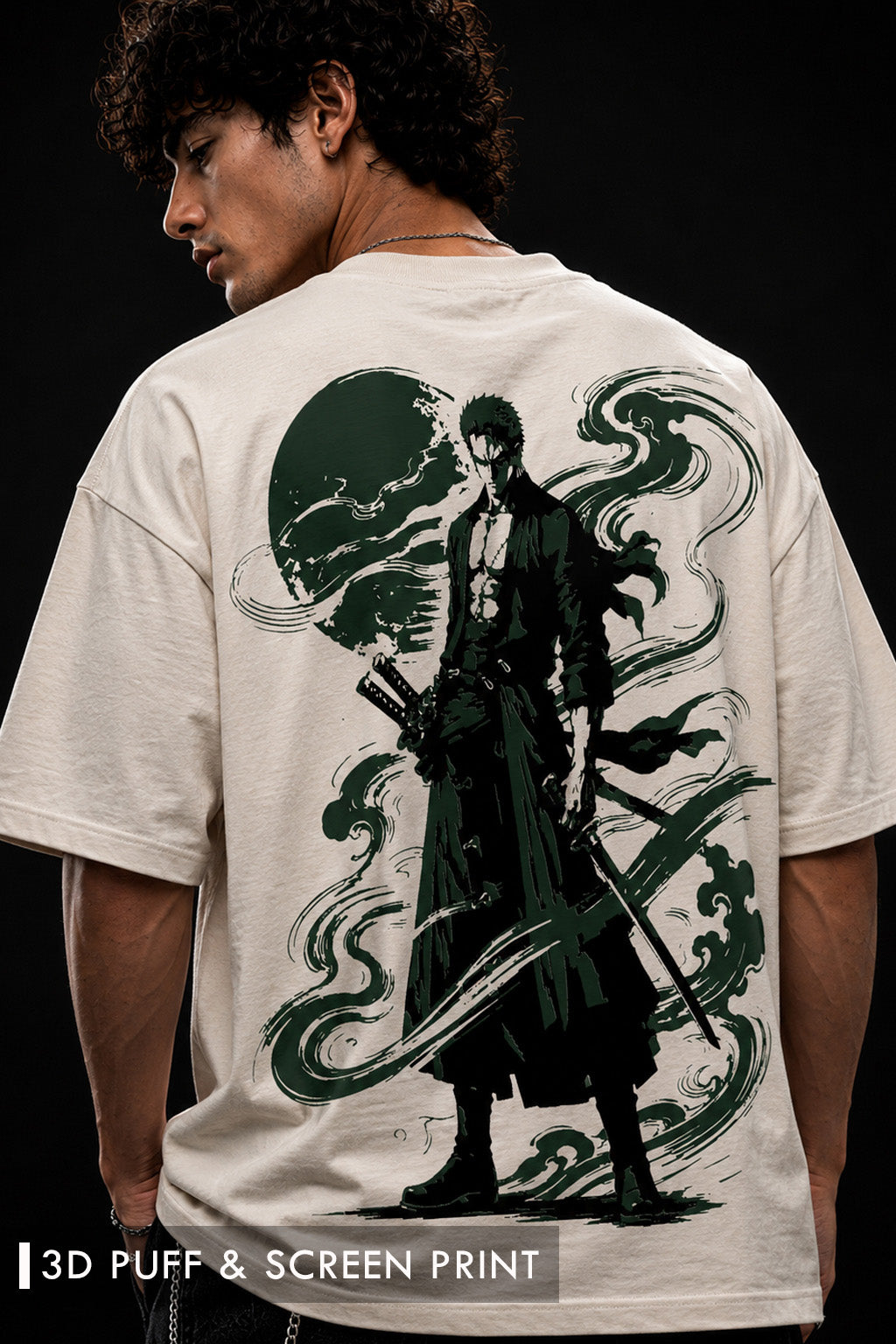 Zoro One Piece Premium Oversized T Shirt for Men | 240 GSM Cotton Anime Printed Tee