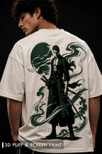 Zoro One Piece Premium Oversized T Shirt for Men | 240 GSM Cotton Anime Printed Tee