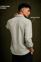 Premium Striped Cotton Linen Full Sleeve Shirt for Men | Casual Linen Blend Shirt