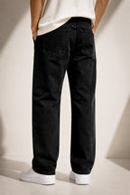 Premium Black Straight Fit Denim Jeans for Men | Carbon Black Casual Jeans