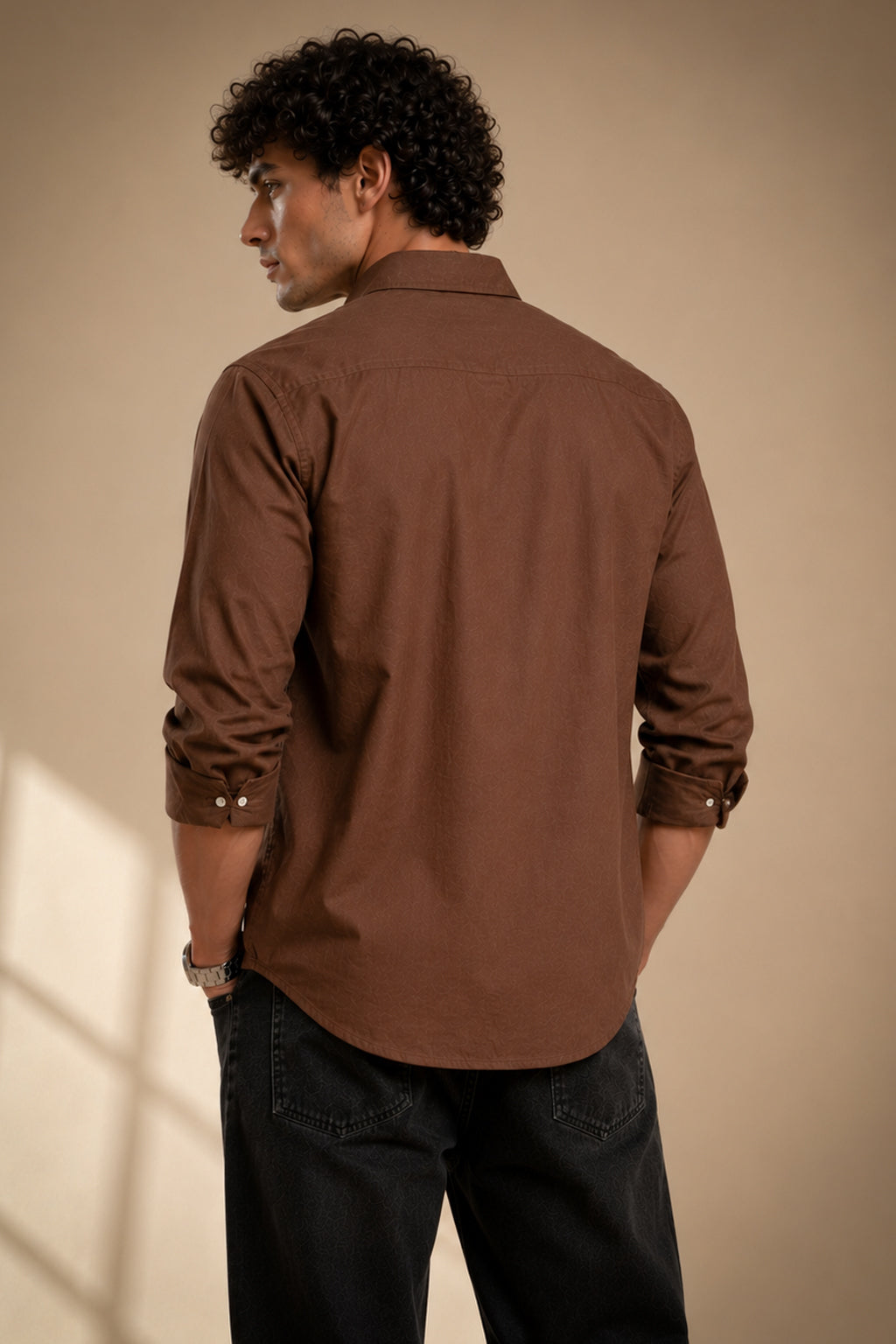 Premium Brown Plain Cotton Shirt for Men | Full Sleeve Formal \& Casual Office Wear Shirt