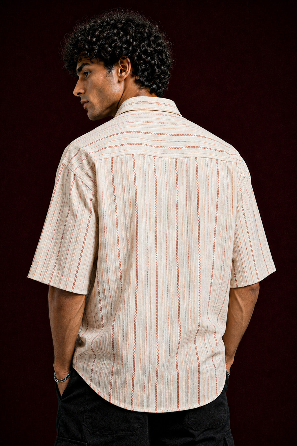 Premium Striped Cotton Linen Half Sleeve Shirt for Men | Casual Linen Shirt