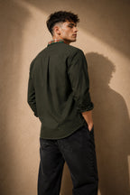 Premium Green Cotton Shirt for Men | Full Sleeve Casual & Party Wear Shirt