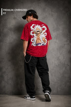 Monkey D. Luffy Boxy Acid Wash T Shirt for Men | One Piece Premium 240 GSM Cotton Oversized Anime Tee