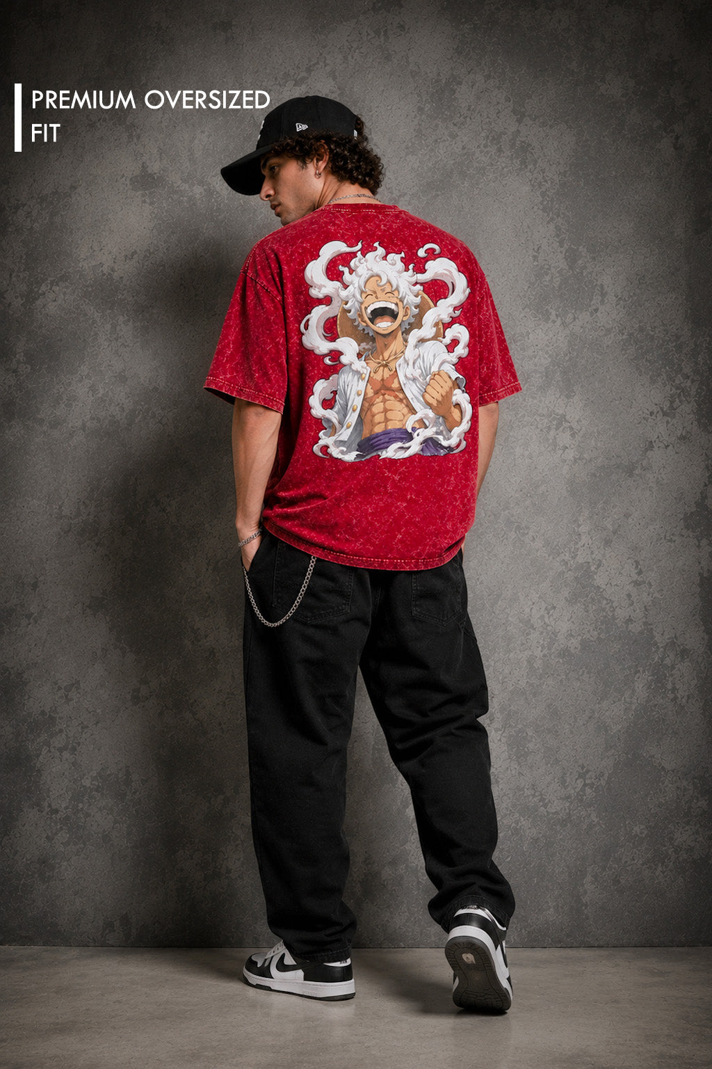 Monkey D. Luffy Boxy Acid Wash T Shirt for Men | One Piece Premium 240 GSM Cotton Oversized Anime Tee