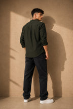 Premium Green Cotton Shirt for Men | Full Sleeve Casual & Party Wear Shirt