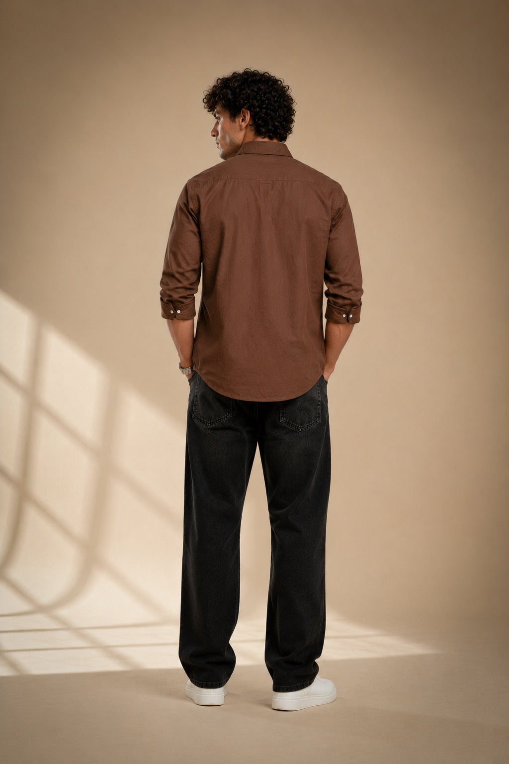 Premium Brown Plain Cotton Shirt for Men | Full Sleeve Formal \& Casual Office Wear Shirt