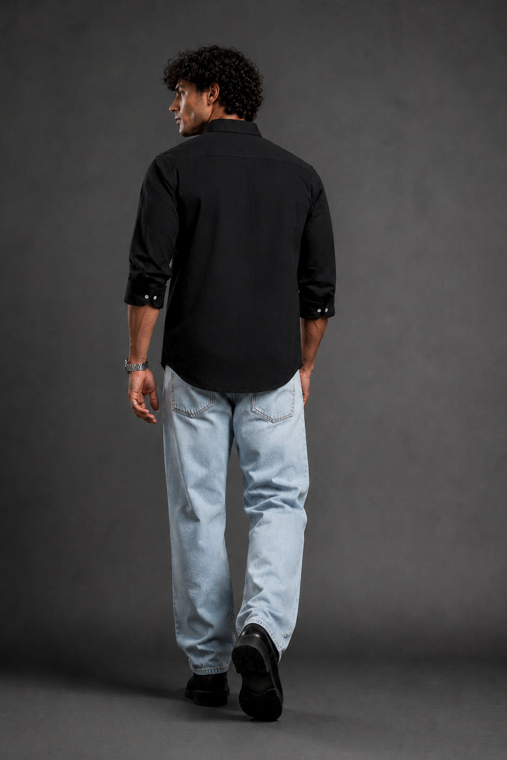 Premium Black Plain Cotton Shirt for Men | Full Sleeve Formal, Office & Party Wear Shirt
