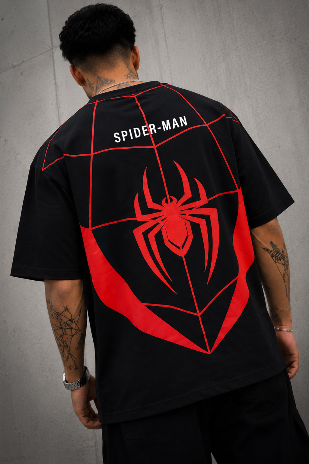 Spider Man Oversized T Shirt for Men | Premium 240 GSM Marvel Superhero Cotton T-Shirt