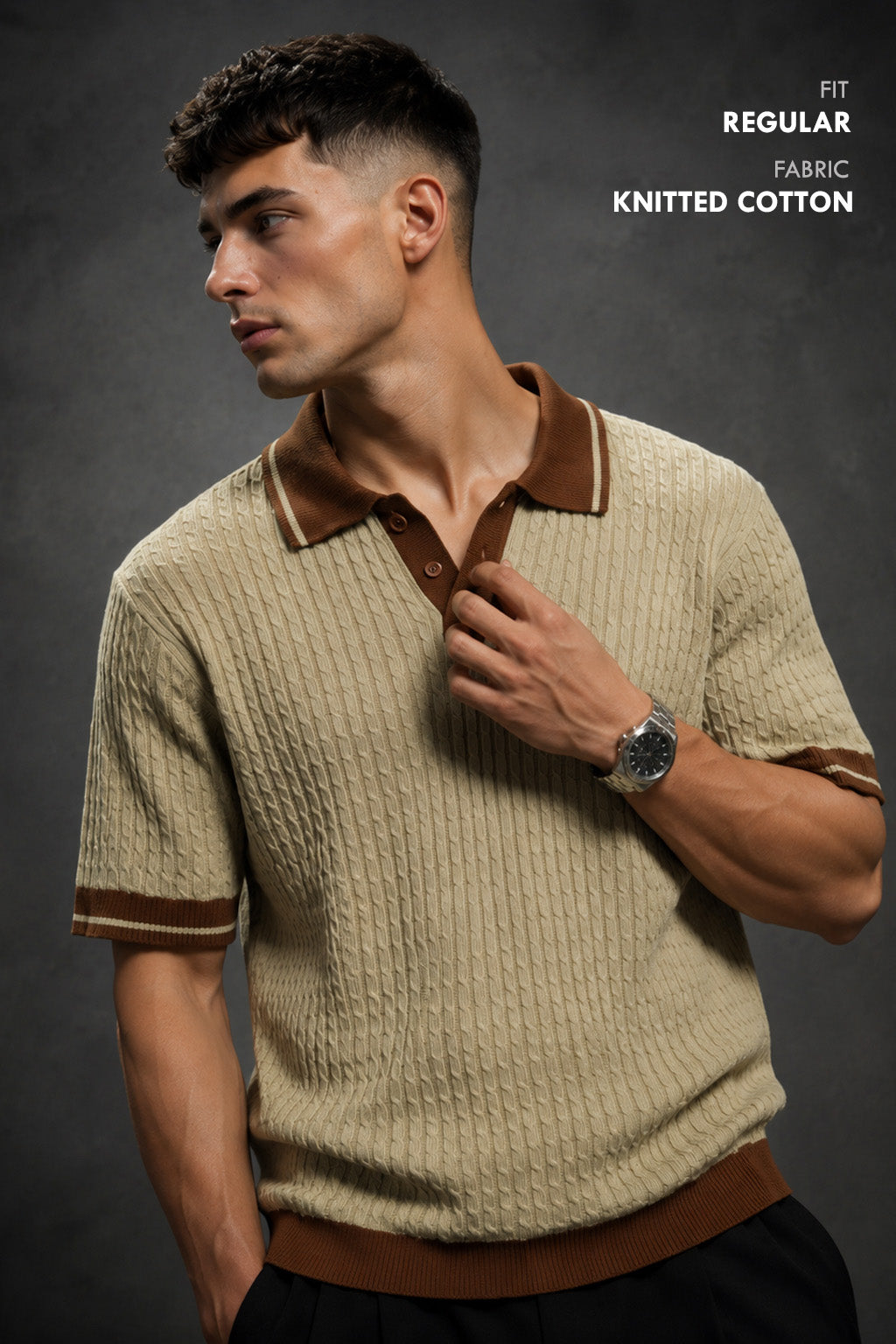 Premium Beige Polo T Shirt for Men | Classic Old Money Cotton Polo