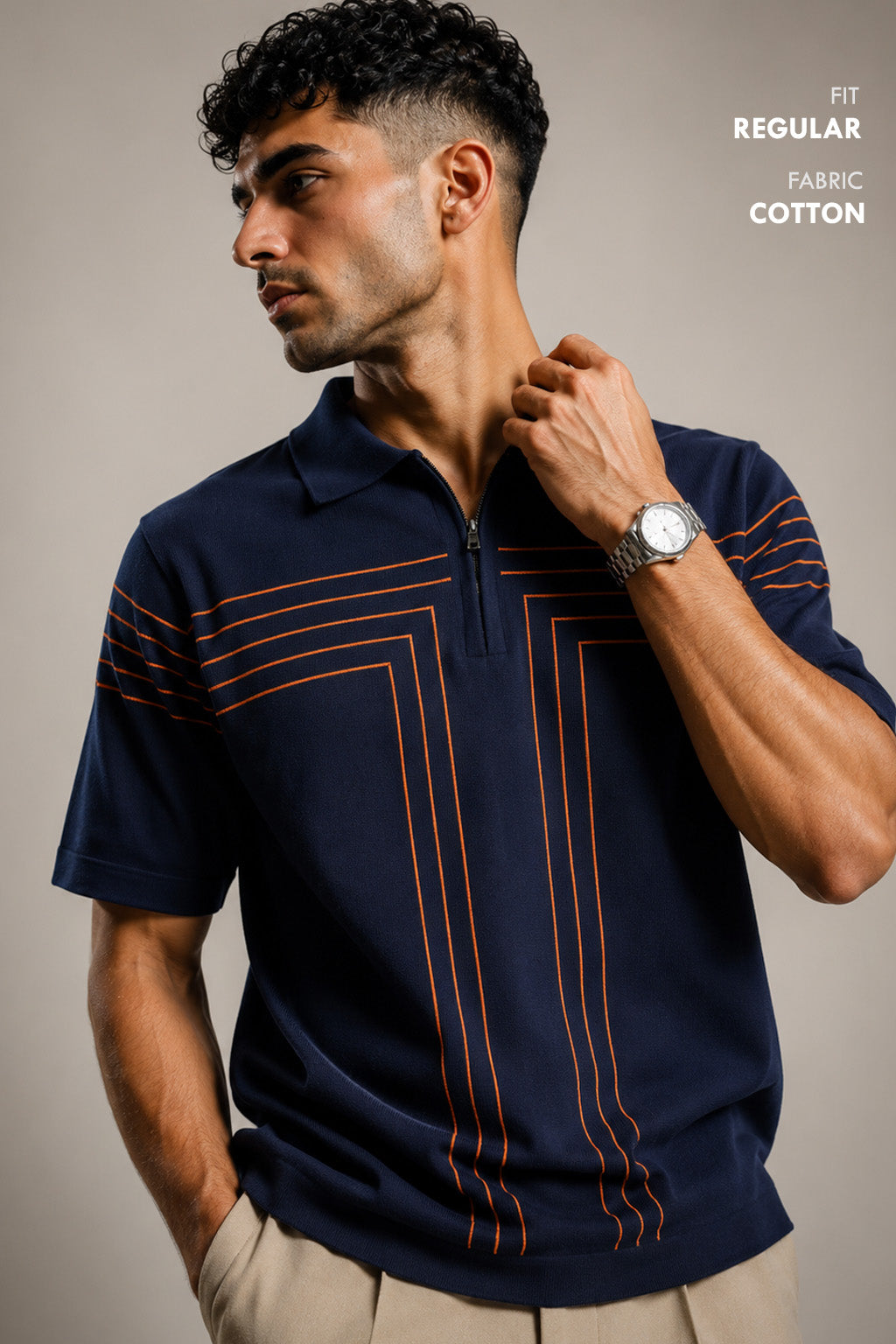 Premium Navy Blue Polo T Shirt for Men | Classic Old Money Cotton Polo