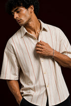 Premium Striped Cotton Linen Half Sleeve Shirt for Men | Casual Linen Shirt