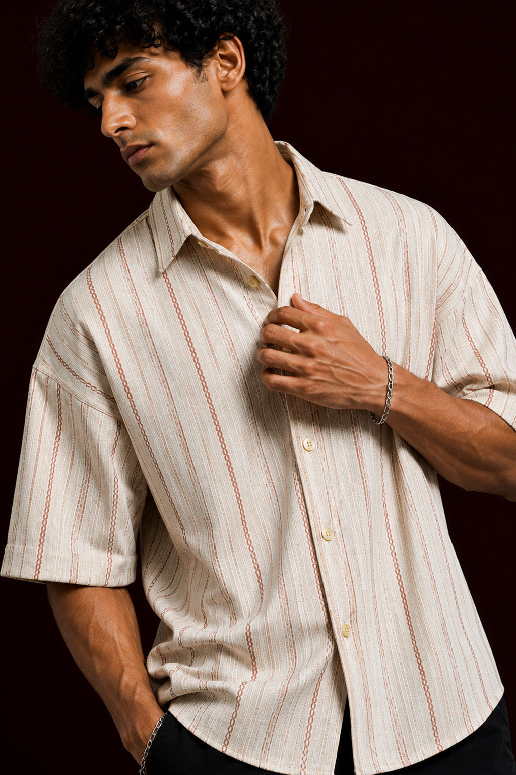 Premium Striped Cotton Linen Half Sleeve Shirt for Men | Casual Linen Shirt