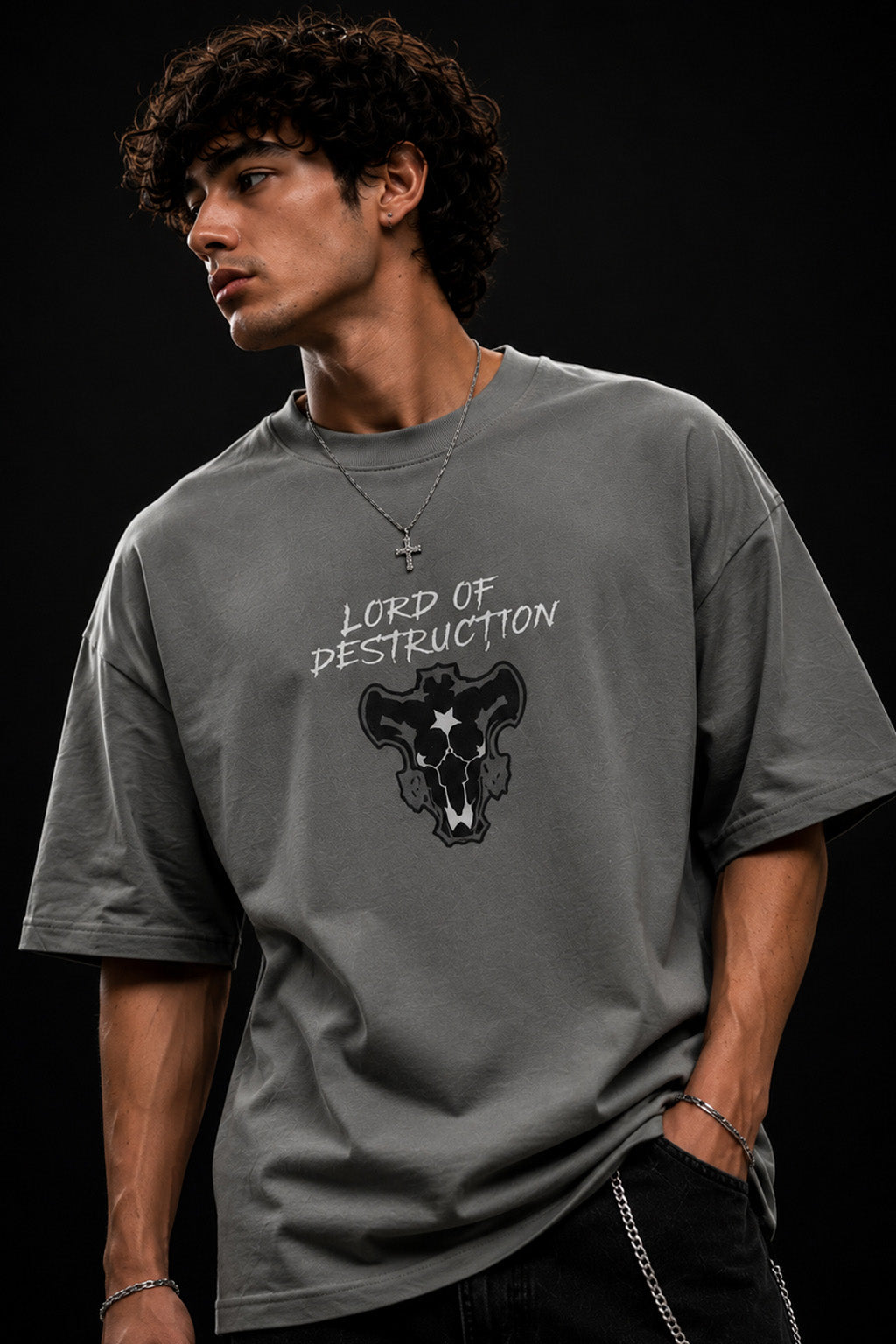 Black Clover Premium Oversized T Shirt for Men | 240 GSM Cotton Anime Printed Tee