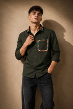 Premium Green Cotton Shirt for Men | Full Sleeve Casual & Party Wear Shirt