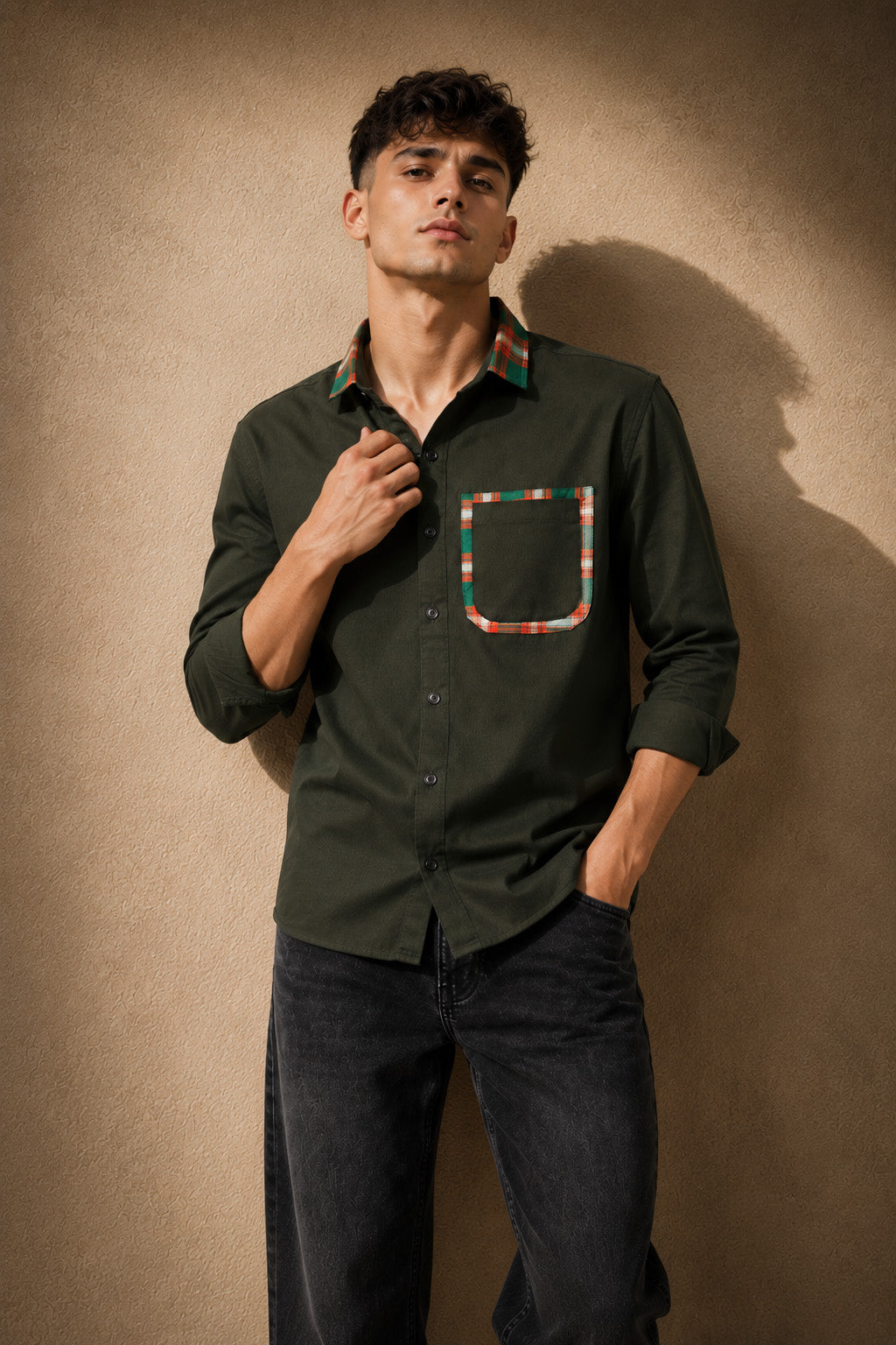 Premium Green Cotton Shirt for Men | Full Sleeve Casual & Party Wear Shirt