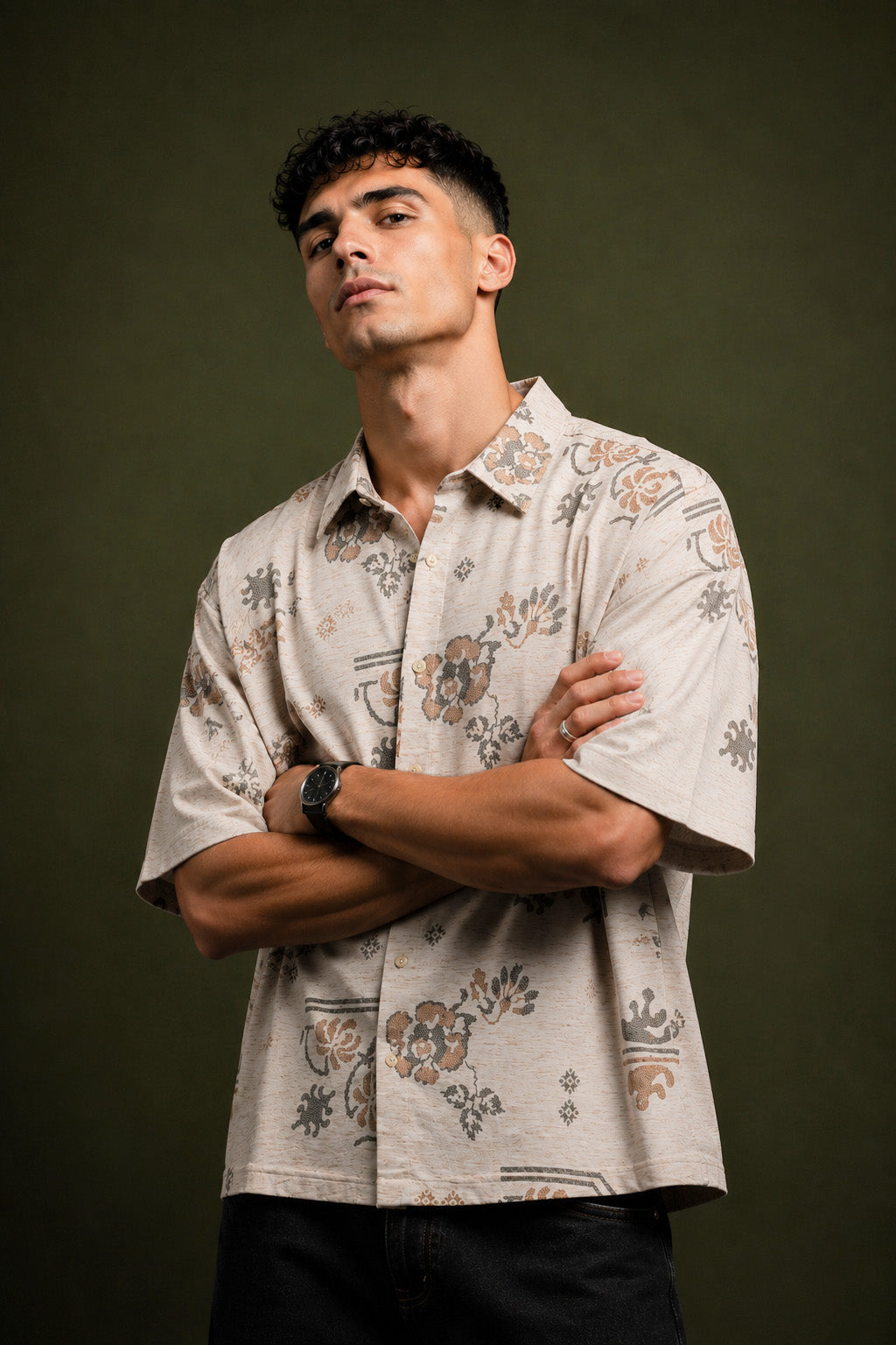 Premium Floral Printed Cotton Linen Half Sleeve Shirt for Men | Casual Summer Shirt