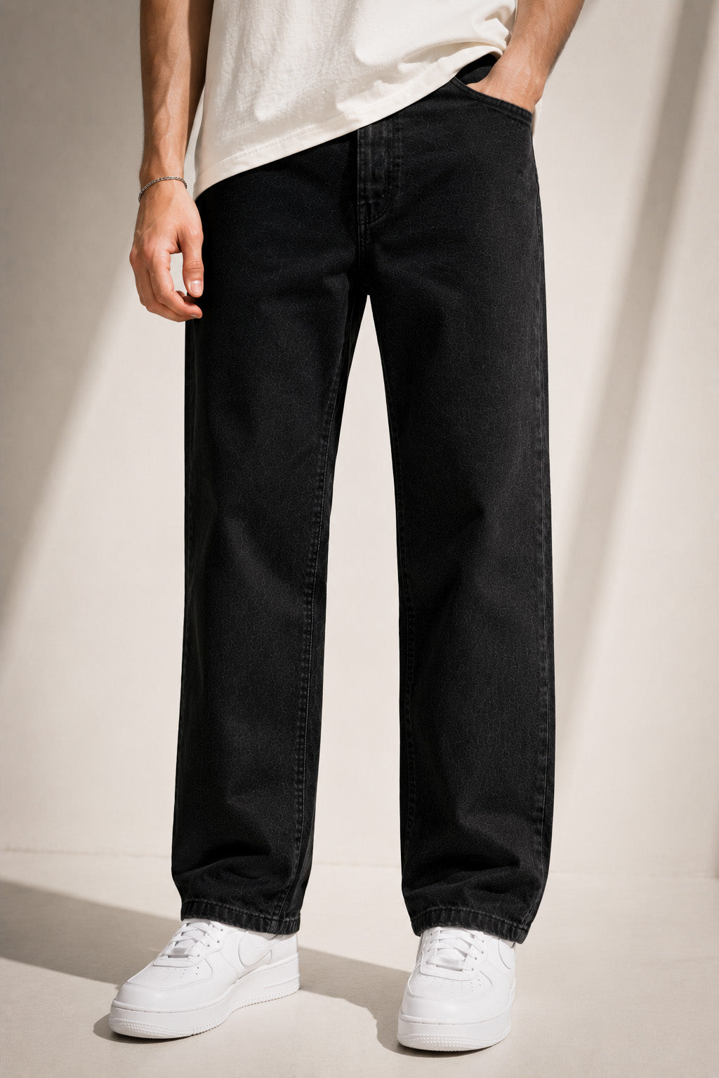 Premium Black Straight Fit Denim Jeans for Men | Carbon Black Casual Jeans