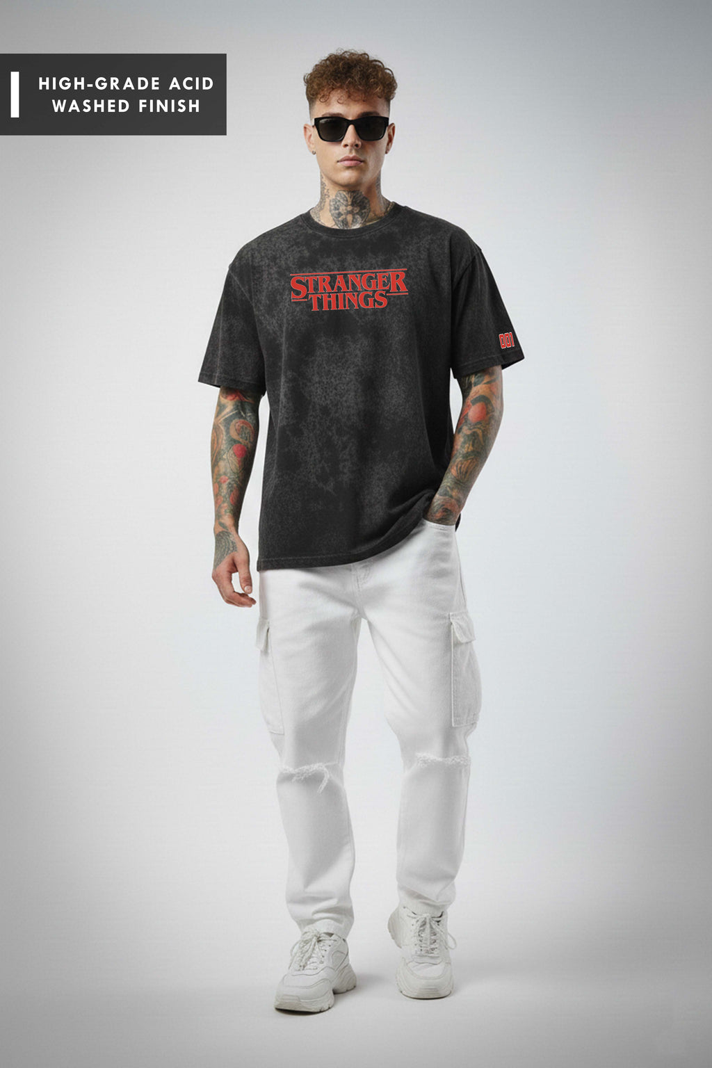 Stranger Things Acid Wash Oversized T Shirt for Men & Women