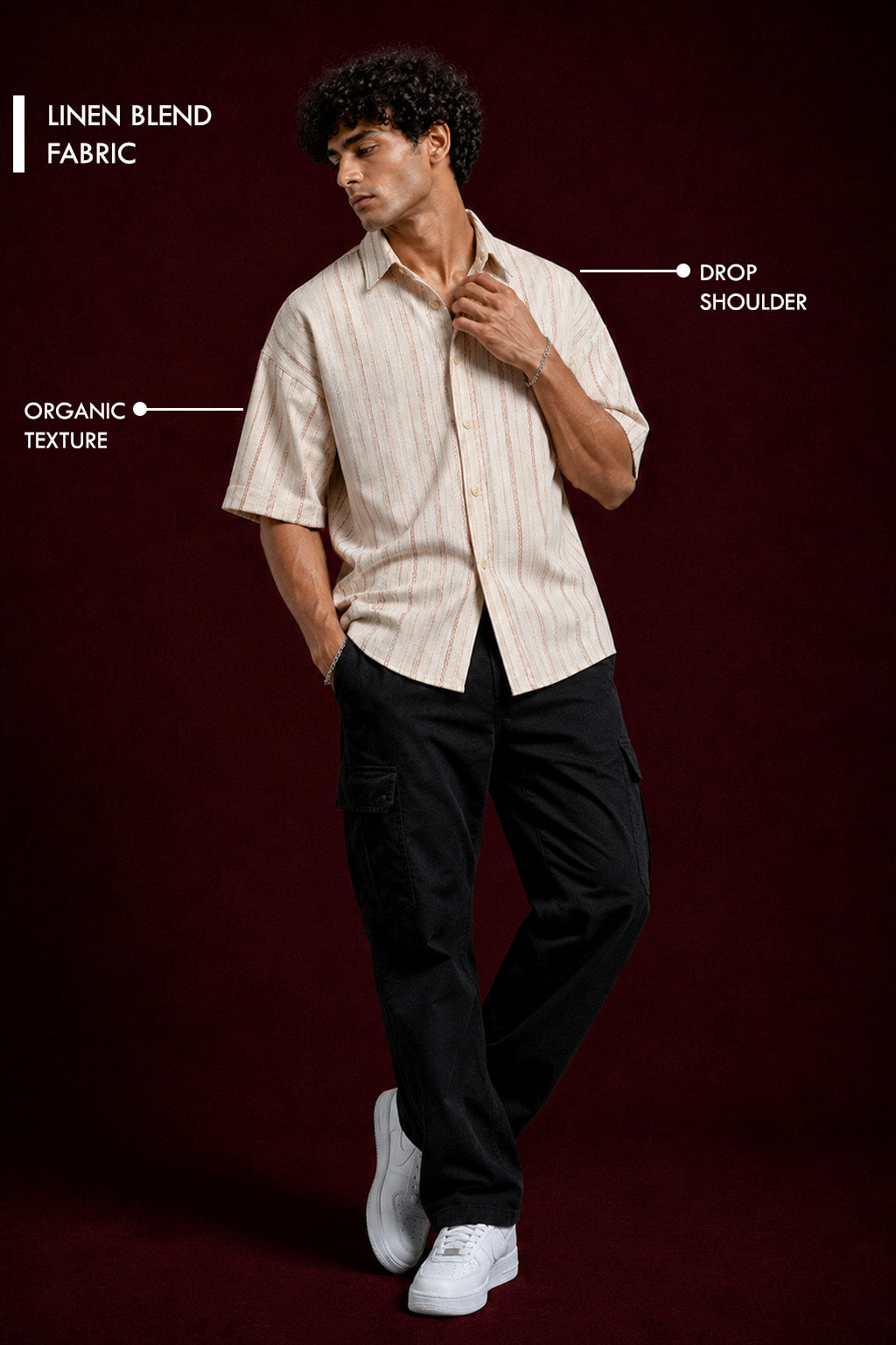 Premium Striped Cotton Linen Half Sleeve Shirt for Men | Casual Linen Shirt