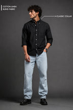 Premium Black Plain Cotton Shirt for Men | Full Sleeve Formal, Office & Party Wear Shirt