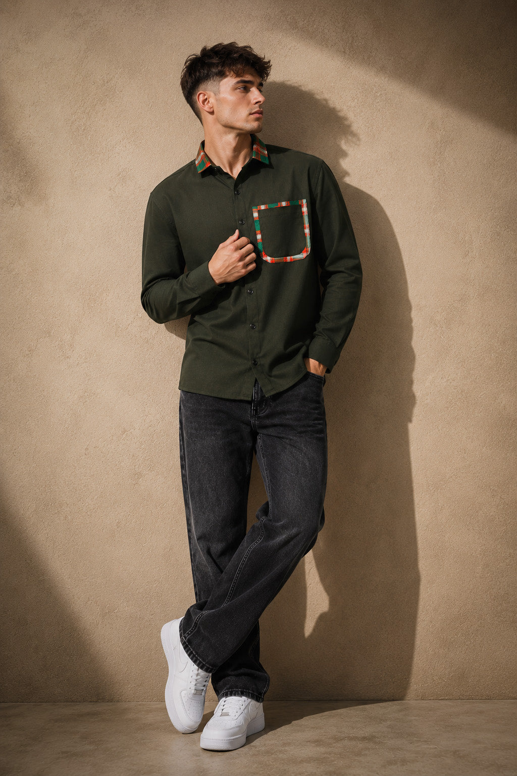 Premium Green Cotton Shirt for Men | Full Sleeve Casual & Party Wear Shirt