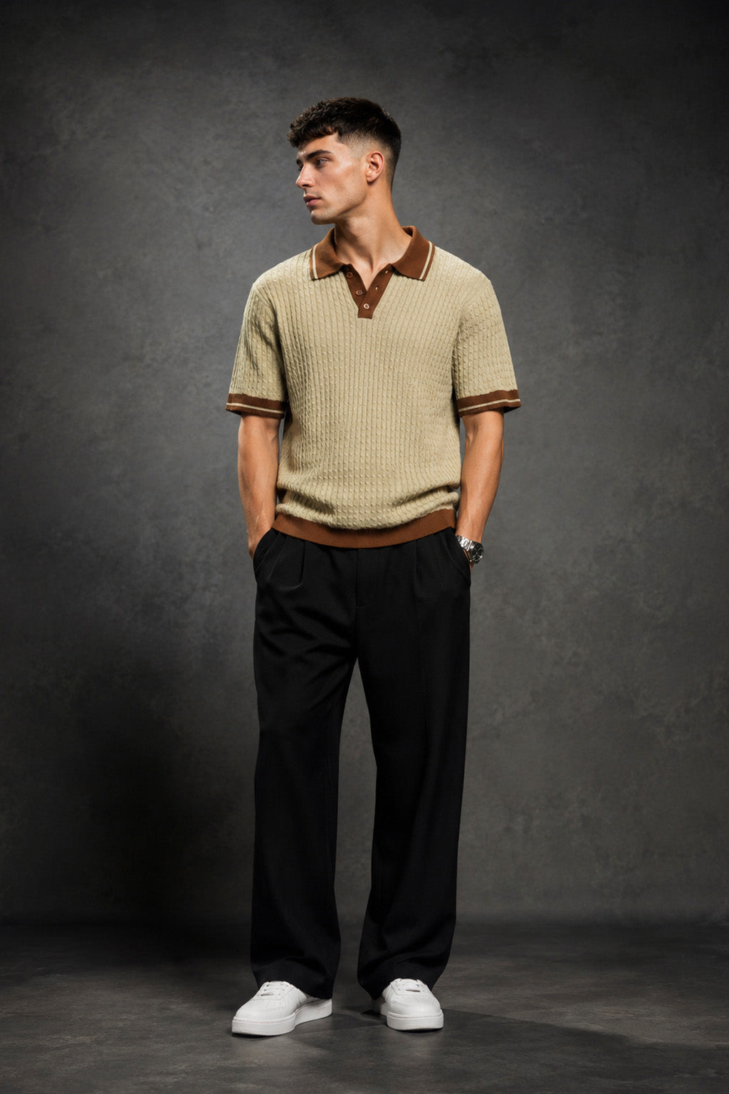 Premium Beige Polo T Shirt for Men | Classic Old Money Cotton Polo
