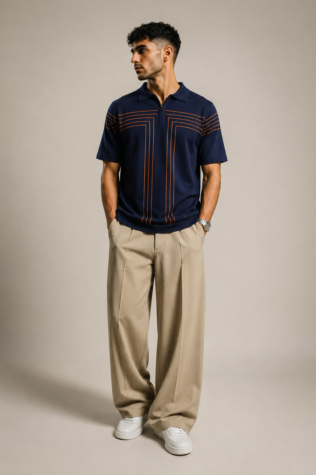 Premium Navy Blue Polo T Shirt for Men | Classic Old Money Cotton Polo