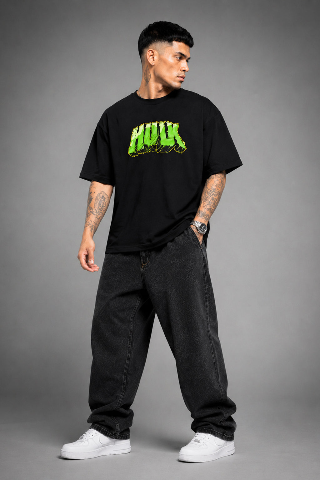 Hulk Premium 240 GSM T Shirt for Men | Marvel Superhero Cotton Graphic Tee