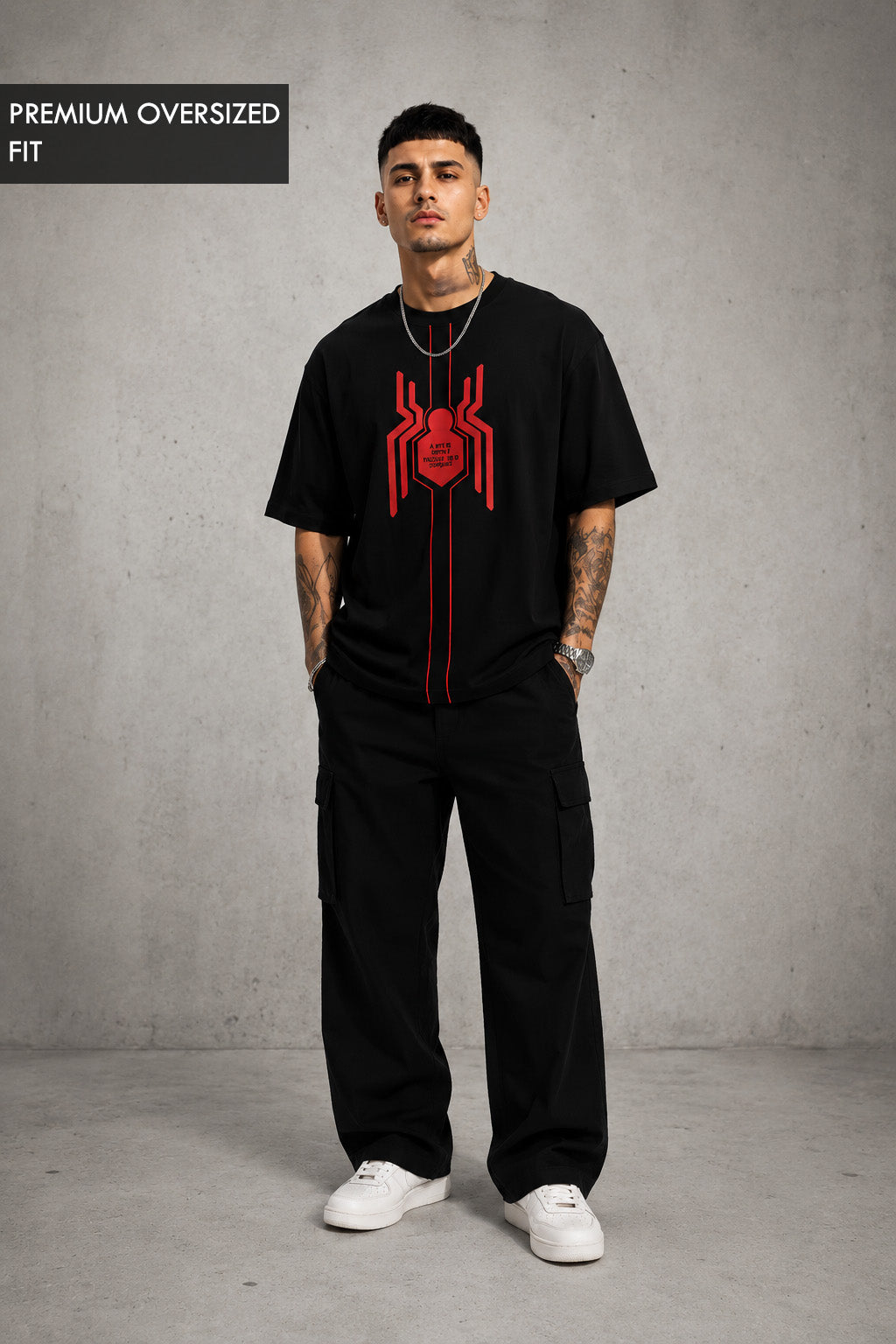 Spider Man Oversized T Shirt for Men | Premium 240 GSM Marvel Superhero Cotton T-Shirt