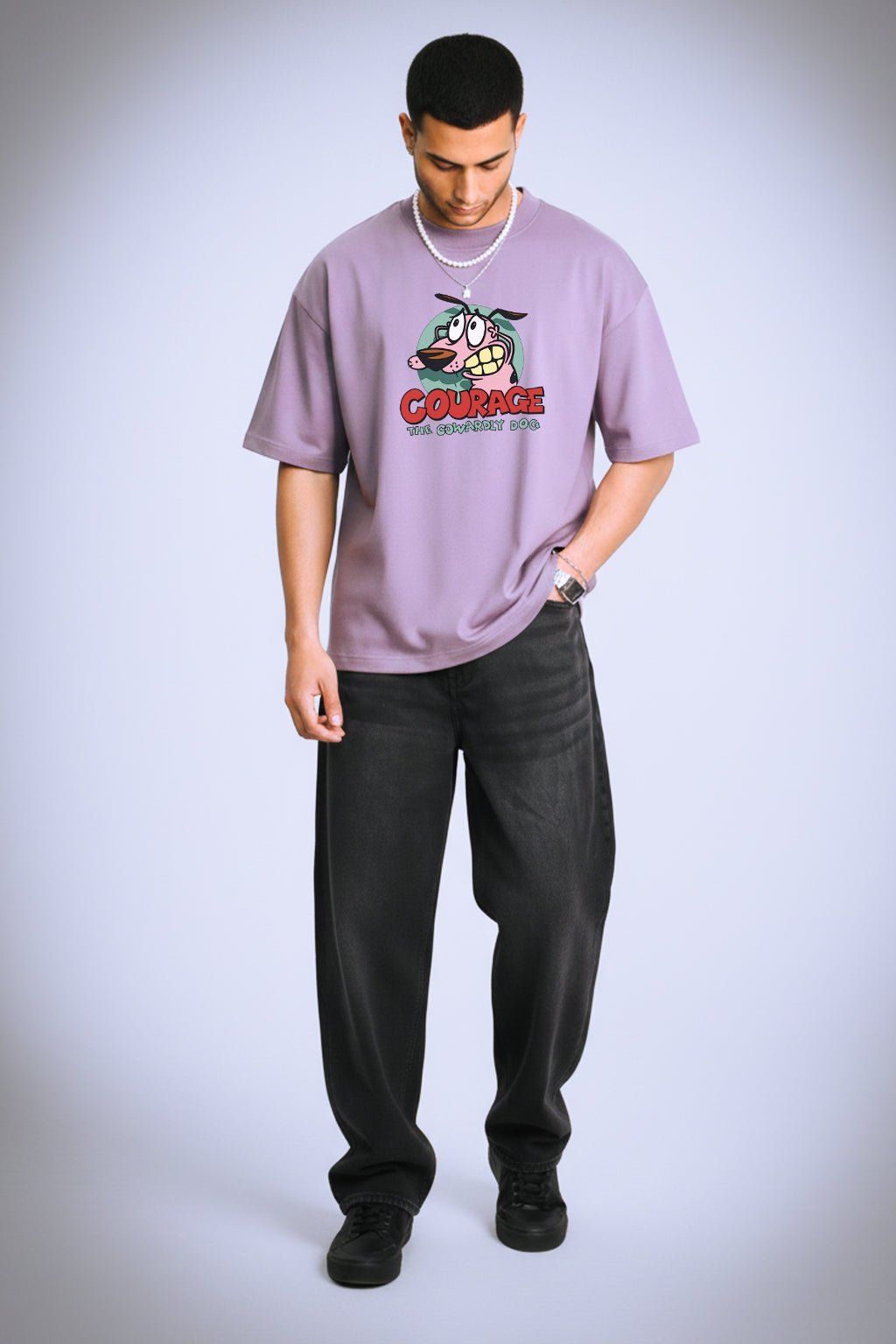 Oversized Cartoon Dog Graphic T-Shirt for Men & Women - Hypesight