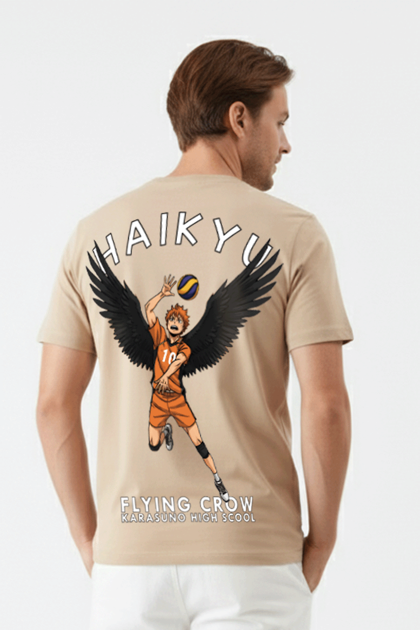 Haikyuu Karasuno High Anime Regular Fit T-Shirt Hinata Shoyo Back Print