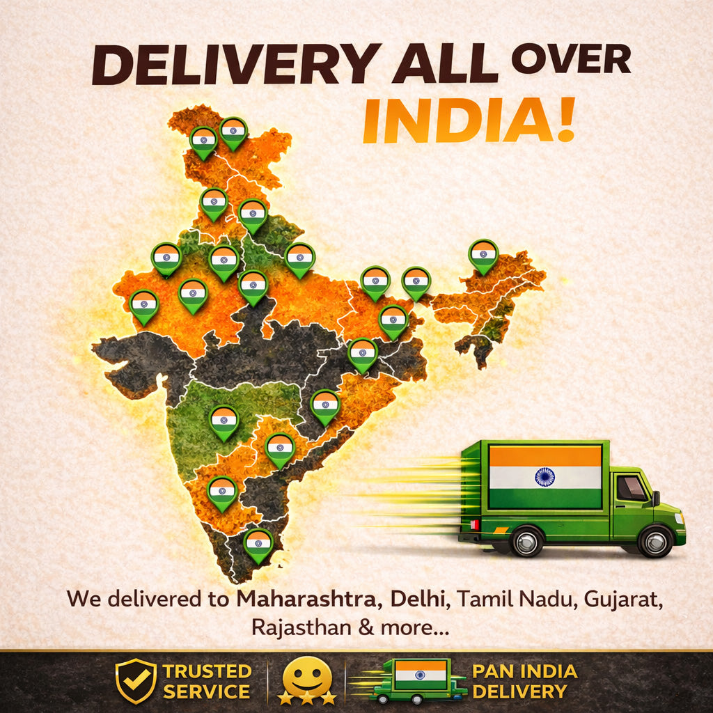 Map of India with state flags and a delivery truck, indicating pan-India delivery service of hypesight all over india.