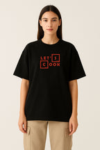 Oversized women’s cotton t-shirt with bold Let's Cook typography front print inspired by Breaking Bad Heisenberg