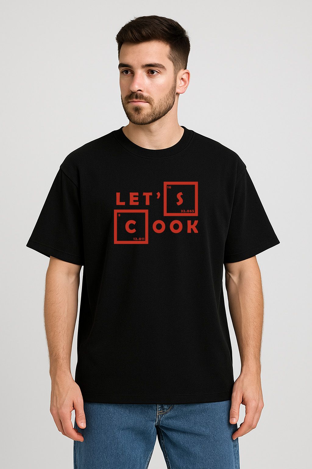 Oversized cotton t-shirt with bold Let's Cook typography front print inspired by Breaking Bad