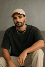 Front view of men’s black acid wash oversized t-shirt made from 240 GSM French terry fabric