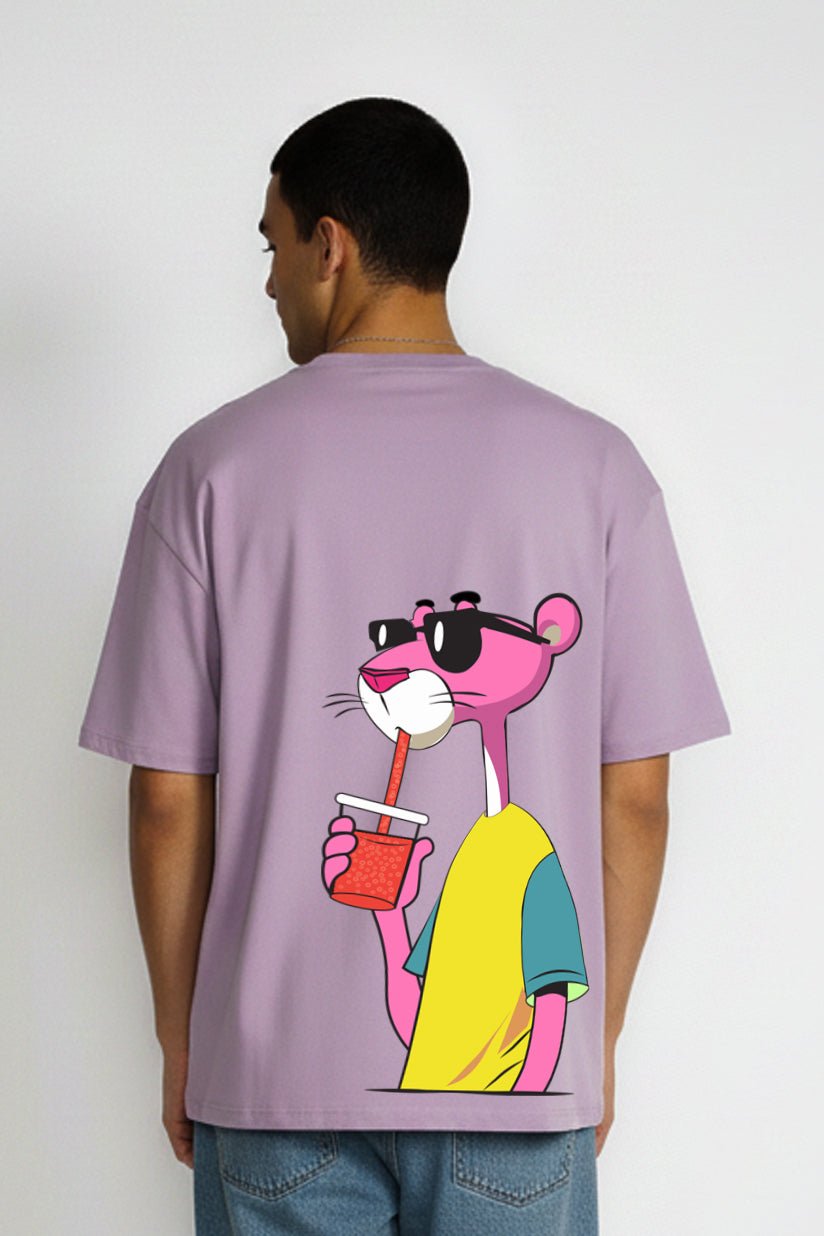 cotton t-shirt with Pink Panther cartoon graphic back print
