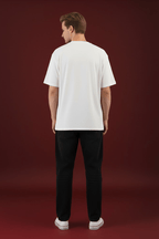 risk rich slogan white t shirt back view 