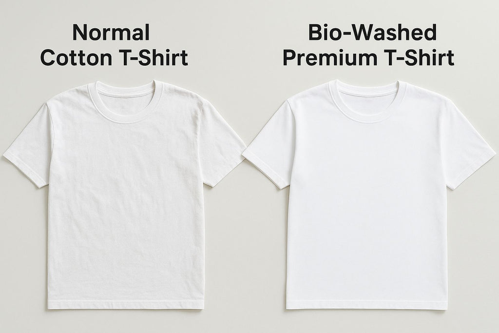 Fabric difference between bio-washed cotton and normal cotton t-shirt