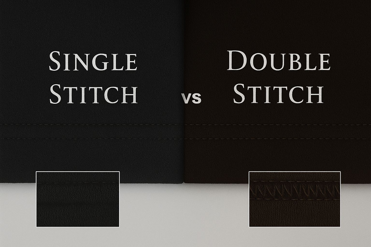Comparison of stitching quality in t-shirts with single stitch versus double stitch